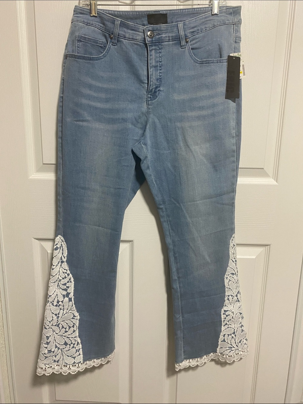 Eric Light Blue Flare Jeans with White Lace Panels